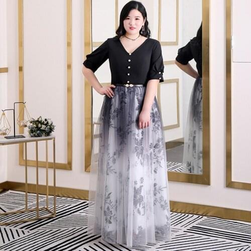Black A-Line Evening Dresses Sexy V-Neck Half Sleeve Simple Women Party Dress Floor-length Lace Up Plus Size Formal Gowns D421