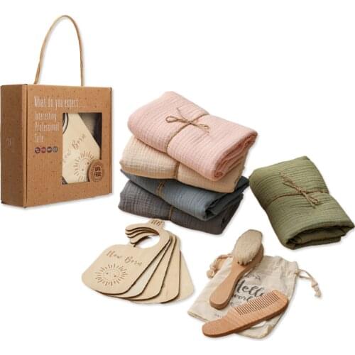 Lets Make Baby Bath Toys Set 100% Cotton Baby Swaddle Wrap Newborn Brush Milestone Card Photography Supplies Baby Birth Gift