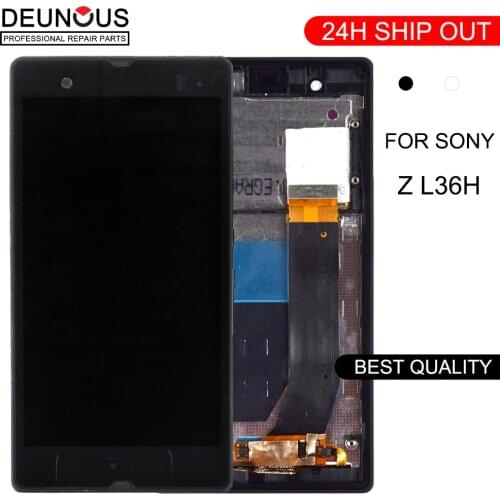 5'' ORIGINAL Display For SONY Xperia Z LCD Touch Screen With Frame For SONY Xperia Z Display Replacment L36H C6603 C6602 C6606