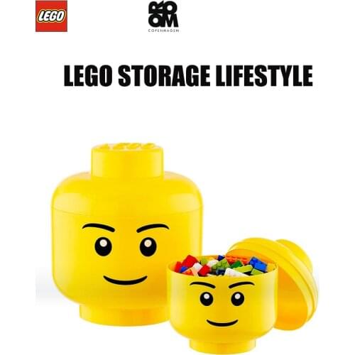 Lego Storage Head, Large, Halloween Funny Boys and Girls Pumpkin Silly Skeleton Winky