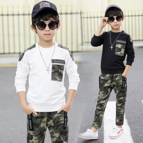 Teen Boys Clothes Set Boys Costume Tracksuit Camouflage Tops Pants 2PCS Children Clothing Boys Spring Outfits 5 6 8 10 12 Years