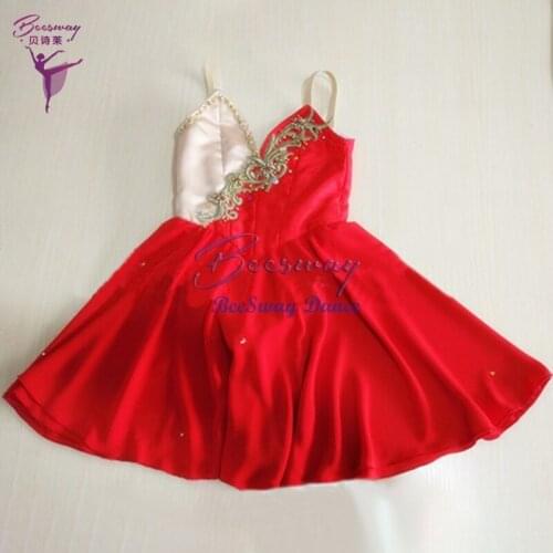 Red classical ballet short skirt women Ballet Stage dance Costume dress for girls