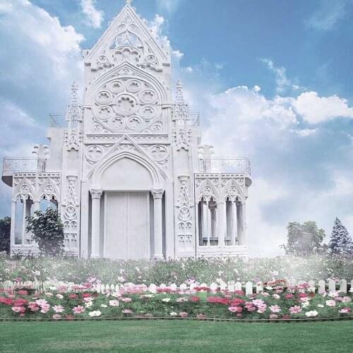 MEHOFOTO Vinyl Photography Background Vintage White Castle Outside Computer Printed Wedding Backdrops for Photo Studio CM-6624