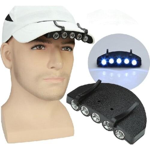 Hand free 5 Leds Fishing Cap Clip Head Light Lamp Smart Night Fishing Tools