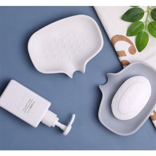 New 30pcs/lot Silicone Soap Dish with Drain Bar Holder for Shower Bathroom Self Draining Waterfall Soap Tray Saver