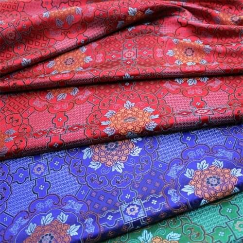 NW95 Blue Jacquard Silky Brocade Fabric Chinese Cheongsam Clothes Dress Jacket Fabric DIY Sewing Materials Home Textiles