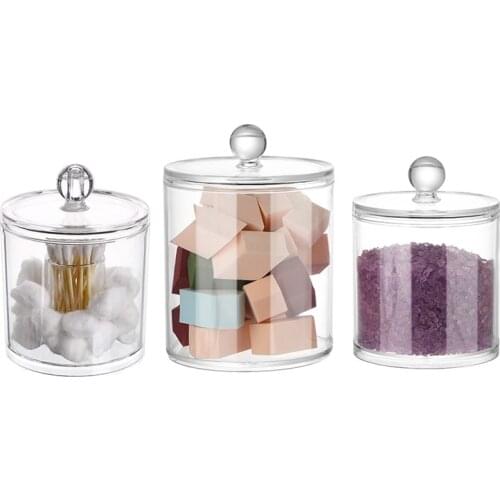 Makeup Organizer Storage Box Bathroom Accessories Cotton Swab Bath Salt Cotton Ball Acrylic Storage Tank Transparent Plastic