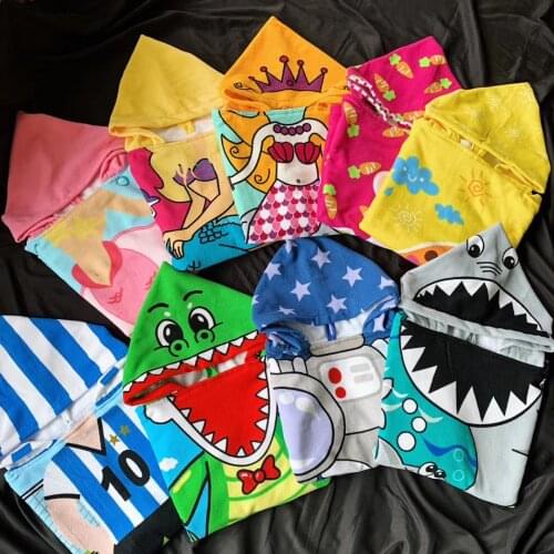 Beach Towel Cartoon Poncho Surf Microfiber Fast Dry Baby Child Hoodie Bath Towels with a Cap Newborn Bathrobe Kids Swimming Robe
