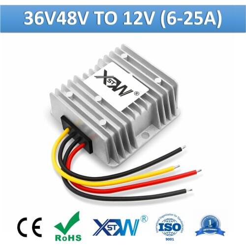 XWST DC DC 36v 48v to 12v Converter 6A 10A 15A 20A 25A Buck Step Down Car Power Converter 36 48 Volt to 12 Volt Buck Regulator