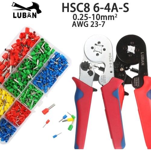 HSC8 6-4A HSC8 6-4C MINI-TYPE SELF-ADJUSTABLE CRIMPING PLIER 0.25-10mm2 terminals crimping tools multi tool hands pliers
