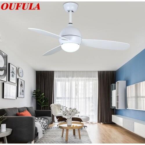 OULALA Modern Ceiling Fan Lights Lamps White Remote Control Contemporary Decorative For Dining room Restaurant l