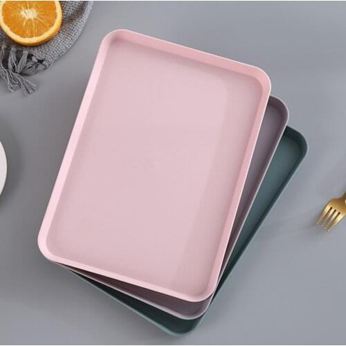 Fruit Plate Portable Convenient Healthy Plastic Rectangle Shape Fruit Cake Plate for Home