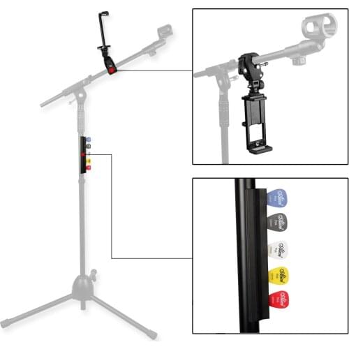 Universal Secure Music Microphone Mic Stand Holder Mount Clip & Guitar Picks Holder for Microphone Stand