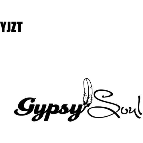 YJZT 15.9*5.4CM Fashion GYPSY SOUL FEATHER Black/Silver Vinyl Decals Car-styling Car Stickers S8-1551