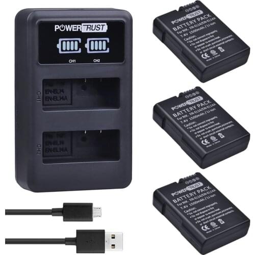 3PCS EN-EL14 EN EL14a EL14 Camera Battery+LED Dual USB Charger for Nikon P7800 P7000 D5500 D5300 D5200 D3300 D5600 D3400
