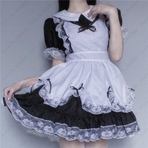 Anime Kawaii Lolita Lace Dress Sexy French Maid Apron Cosplay Costume Girls Women Party Role Play Dress Up Cafe Waitress Outfit