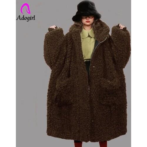 Women Warm Thick Overcoat 2020 Faux Lambswool Fur Coats Long Teddy Bear Jacket Coat Pink Women Winter Warm Oversized Outerwear