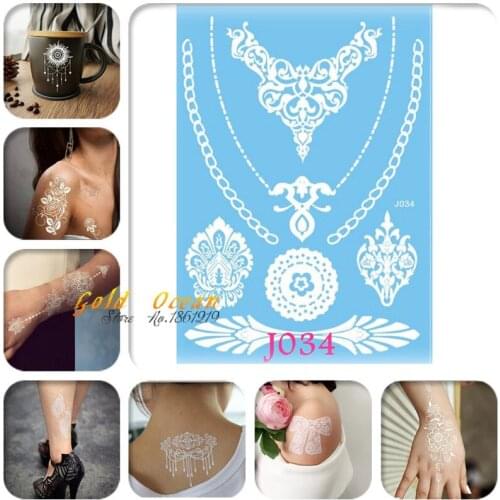1PC Temporary Tattoo Stickers White Ink Color Crown GJ034 White Henna Tattoo Totem For Women Wedding Brides Tatoo Sexy Adhesive