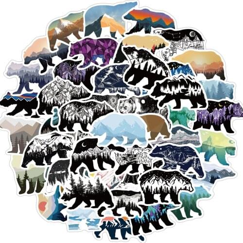 10/30/50pcs Funny landscape Bear Graffiti Stickers Toy Waterproof Travel Suitcase Fridge Luggage Laptop Phone Car Kids Sticker