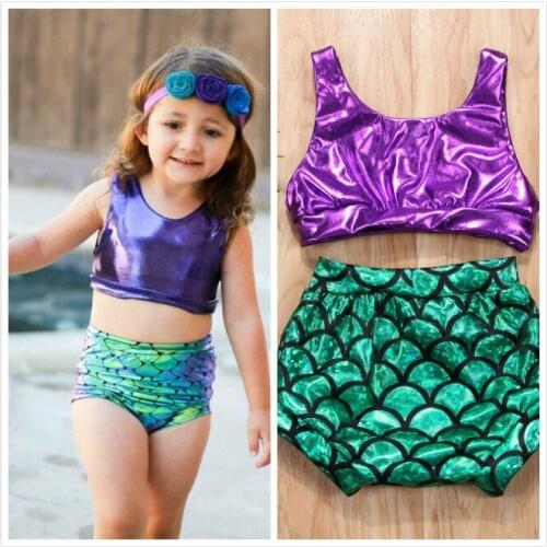 Adorable Kids Baby Girls 2PCS Bathing Suit Headband Monokini Bandeau Bandage Bikini Set High Waist Swimwear Toddler Swimsuit