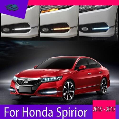 2 pcs Daytime LED Driving Light For Honda Spirior 2015 - 2017 Fog Light White Turn Yellow with Blue DRL Light 3 Colors