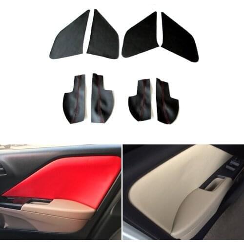 4PCS Car Styling Interior Microfiber Leather Door Handle Panel Armrest Protective Cover Trim For Honda City 2015 2016 2017