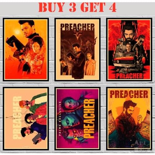 48 Designs Tv Show Preacher Kraft paper Poster Home Decal Art Painting Funny Wall Sticker 42X30cm