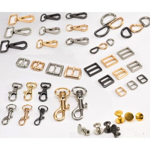 6 Pcs Bag Accessories Hook Bag Zinc Alloy Metal Fittings Hook Adjustment Pin Buckle Round Rivet Diy Material Gold Silver Hook