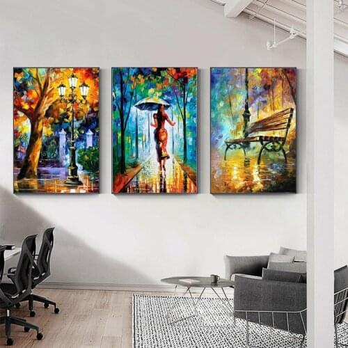 Abstract Street Forest Rainy Art Canvas Paintings Landscape Posters and Prints Cuadros Wall Pictures for Living Rome Home Decor