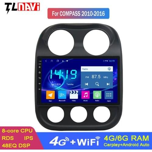 4G+64G Android 9.0 IPS 10.1 inch for Jeep Compass 2010-2016 Car DVD GPS Navigation Radio Audio Video Multimedia System