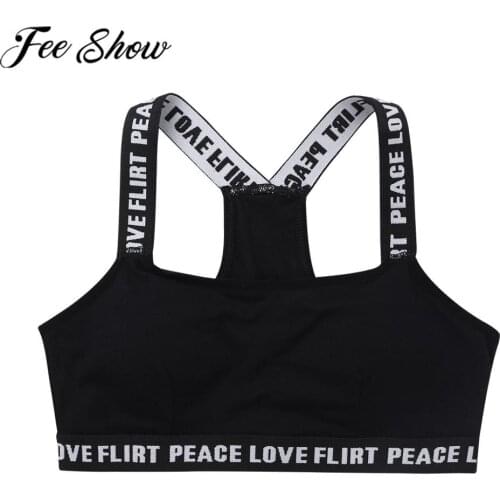 Teen Girls Soft Padded Cotton Letter Print Bra for Young Girls Puberty Growing Bras Underwear Training Bra Yoga Sports Gym Tops