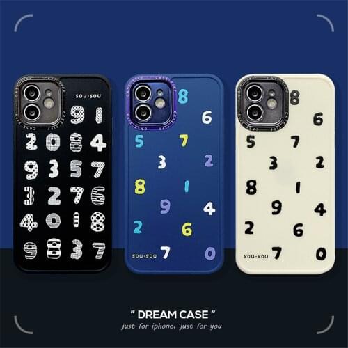 2021 Precision Plating Case For iPhone 12 Mini/11/12Pro Max XR XS Max Straight TPU Numbers Cover For iPhone SE 7 8Plus Phone