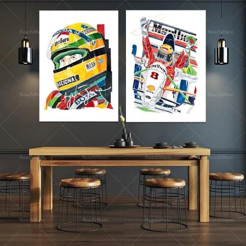 Racing driver color painting print poster, racing picture poster watercolor canvas painting printing modern home living room dec