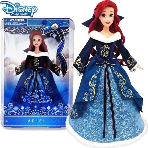 Disney Peluche Princesas Store Doll Ariel 2020 Holiday Special Edition Dolls Oiginal Anime Figure Dolls For Girls Kids Toys Gift