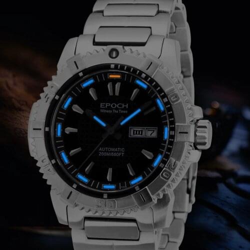 EPOCH Men Tritium T25 Watch Automatic Mechanical Japan 24Jewels Sapphire WR200M Luminous Watch