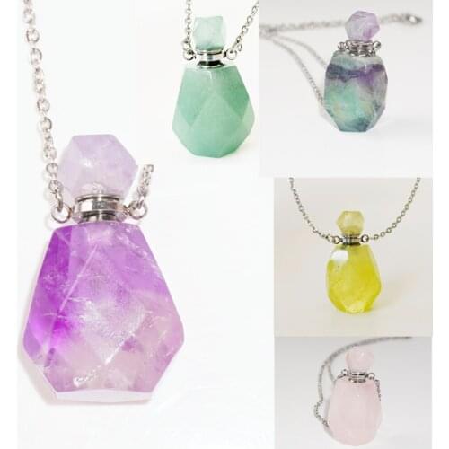 Amethyst cut surface 0.2ML perfume bottle natural stone essential oil bottle pendant geometric dropper car pendant