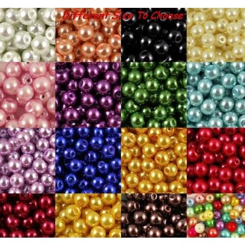 Ett63t Chunky Necklace Making Imitation Acrylic mixed color Rondom loose resin 6mm 8mm 10mm 20mm ABS Round Pearl beads crystal