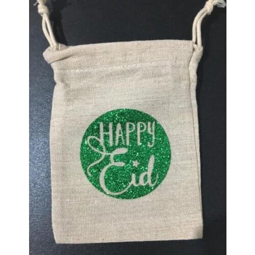 Customize foil gold happy Eid Mubarak Hangover Kit jewelry favor Muslim drawstring Bags wedding birthday Party gift pouches