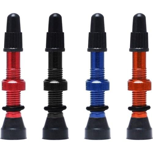 2 Pcs/set Bike Tire Air Valve Bike Tubeless Wheel Valve Kit Copper Core Alloy Stem Rubber Base 48/60/78mm