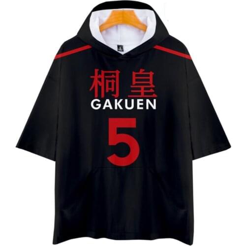 Kuroko No Basuke Basket Cosplay Costume GAKUEN School Uniforms Aomine Daiki 3D Printed Short Sleeve Hooded T Shirt Men Women