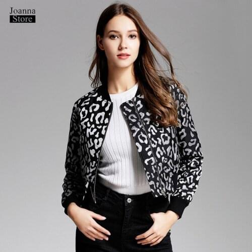 Leopard jacket women bomber jackets vintage short tops plus size harajuku outwear streetwear coat winter autumn spring new coats