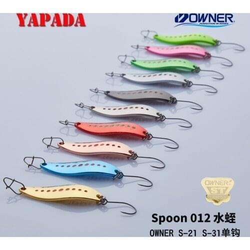 YAPADA Spoon 012 New Leech 5g/45mm 7.5g/51mm OWNER Single Hook Multicolor Zinc alloy Metal Small Spoon Fishing Lures Trout