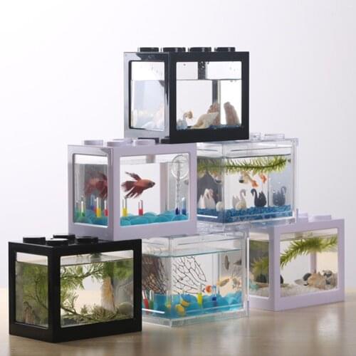 Mini Fish Tanks Row Aquarium Stackable Tanks Ant Feeding Tanks Mini Reptile Row Box Desktop Decoration Aquarium Accessories