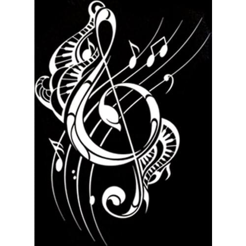 LLY-0641 Fashion Car Sticker Music Musical Note Silhouette Modeling Decal PVC Auto Accessories Quality Waterproof Decals Decor