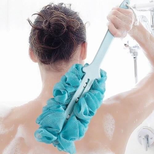 Fashion New Long Handle Hanging Soft Mesh Back Body Bath Shower Scrubber Brush Sponge For Bathroom Hot Sale Shower Brush