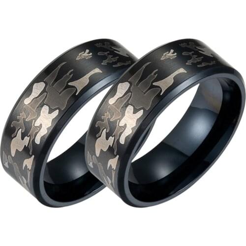 Fashionable Mens Army Fan Style Punk Stainless Steel Camouflage Ring, The Best Jewellery And Party Gift For Boys And Boyfriends