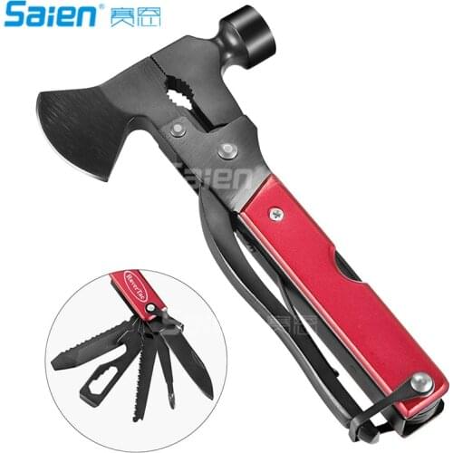 18-in-1 Hammer Tool,Gifts for Men,Foldable Black Oxide Multitool, Portable Stainless Steel Durable Hatchet,for Emergency Escape