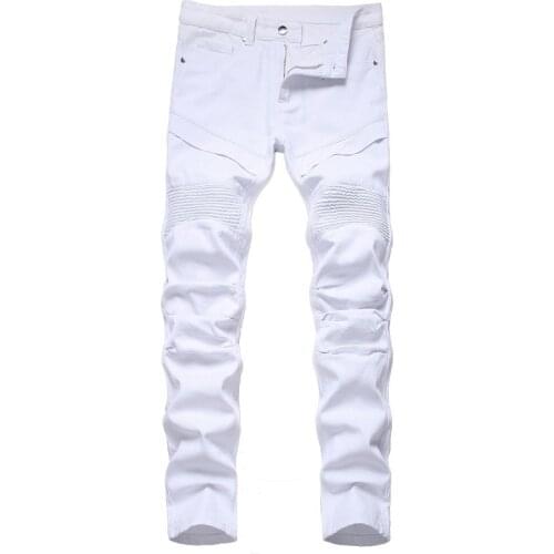 2021 New Men Biker Skinny Jeans Men Jean Homme Denim Ripped Heren Stretch Pants Slim Fit Trousers Hip Hop Fashion