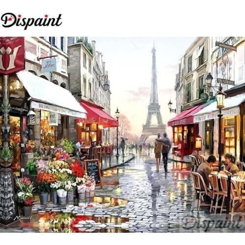 Dispaint 5D Diamond Embroidery Needlework Kit "Paris street tower" Diy Diamond Painting Cross Stitch Home Decoration Gift A27504
