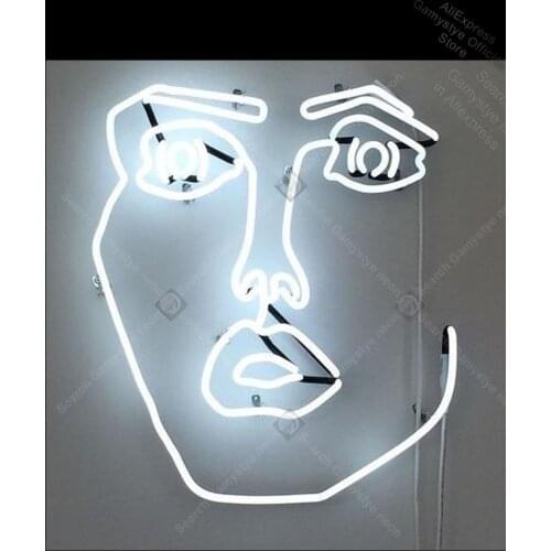 Neon light Signs white girl face woman Neon Bulbs sign cubs neon sign Moonshine Guitar Store Display Write On Neon Sign Board